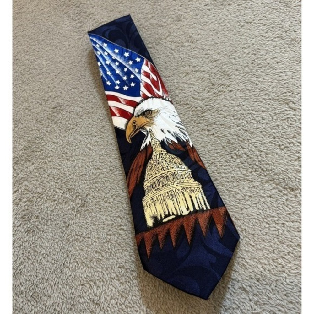 Steven‎ Harris Patriotic USA American Flag Eagle Tie Novelty Necktie Classic